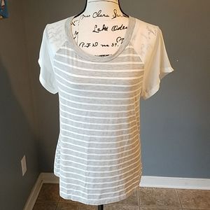 West Kei Top Sz S  gray/white stripe sheer